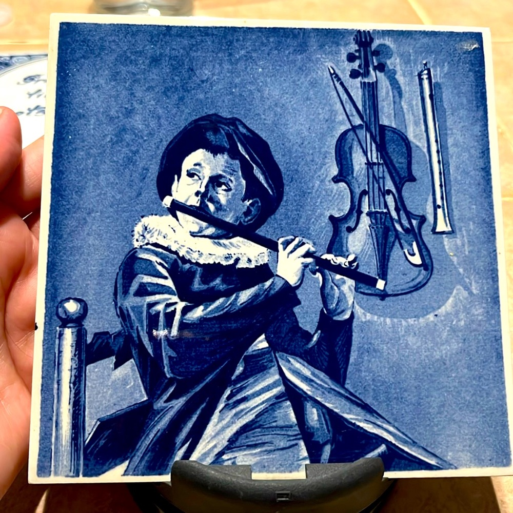 Vintage Delft Blue 6” Tile Frans Hals “The Merry Drinker” Holland